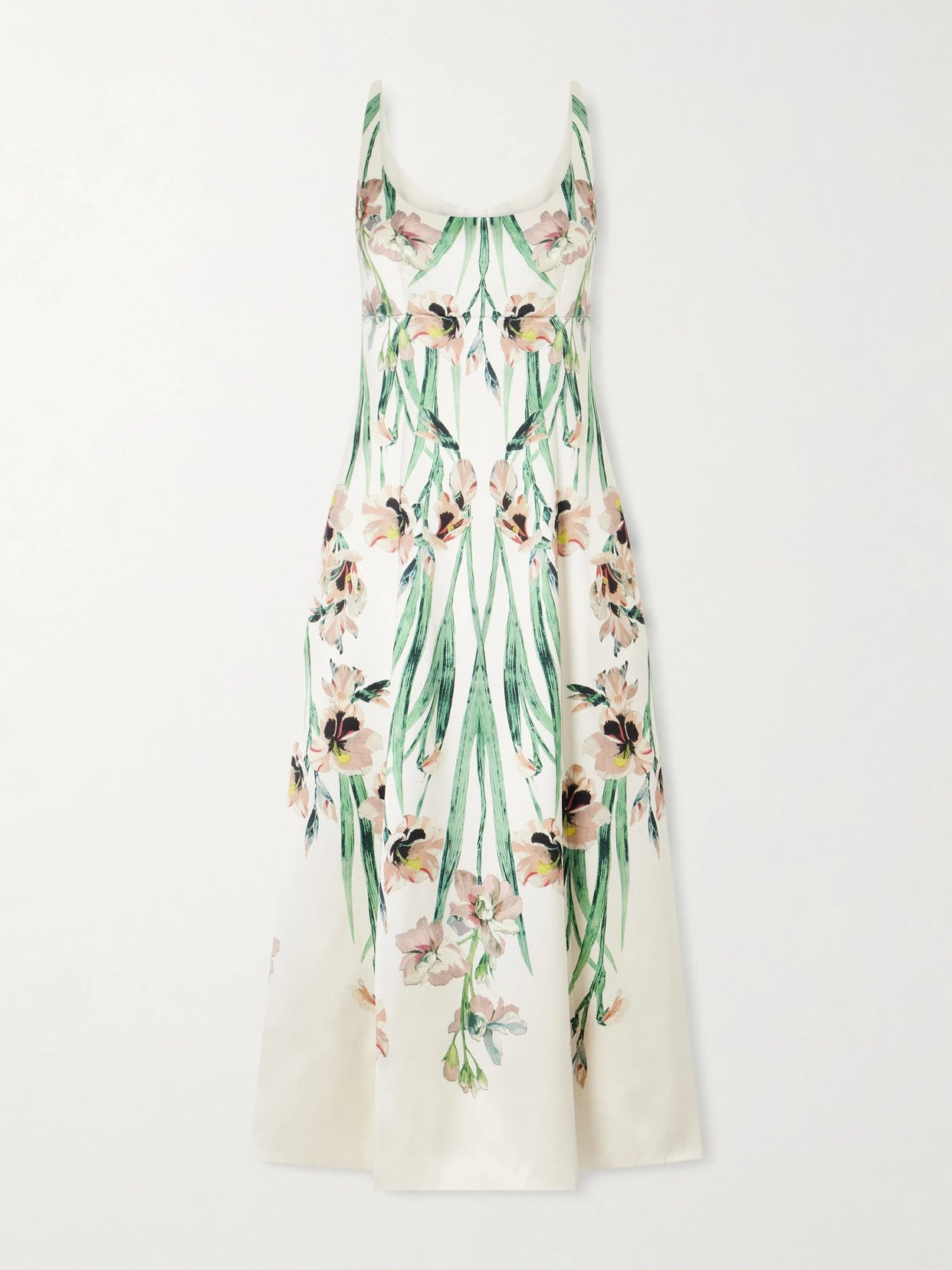 Duchess Floral-print Satin Midi Dress
