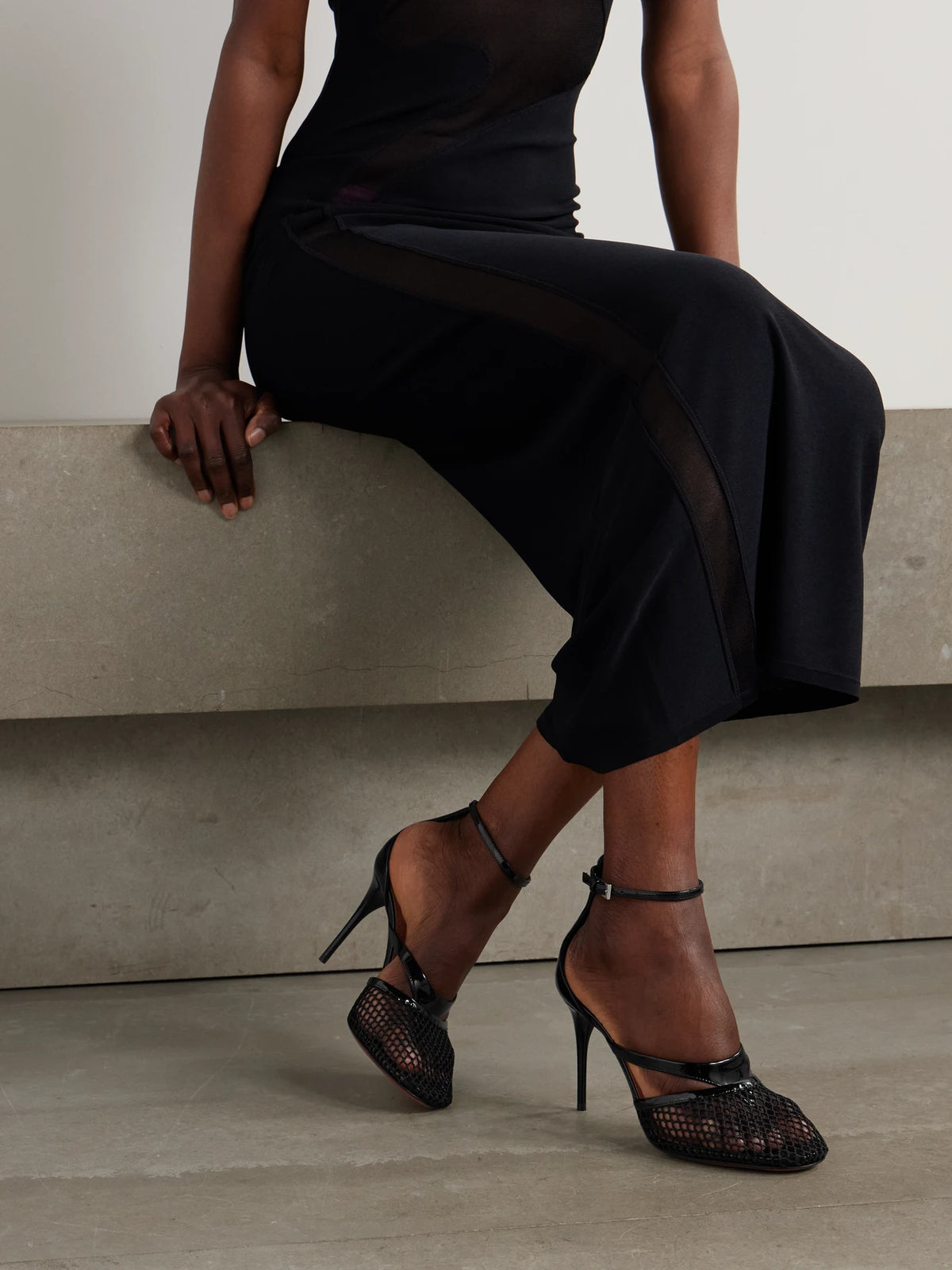 Patent-leather And Fishnet Pumps