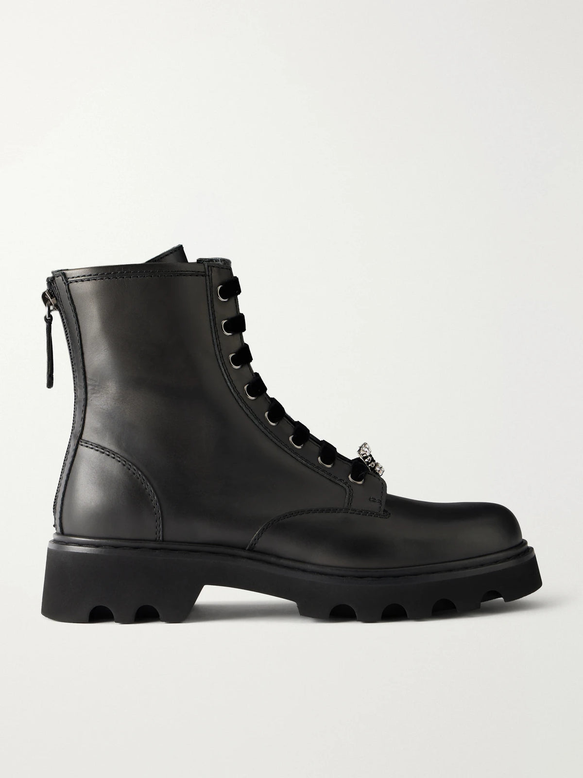 Roger Vivier Viv Rangers 20 Crystal-embellished Leather Ankle Boots