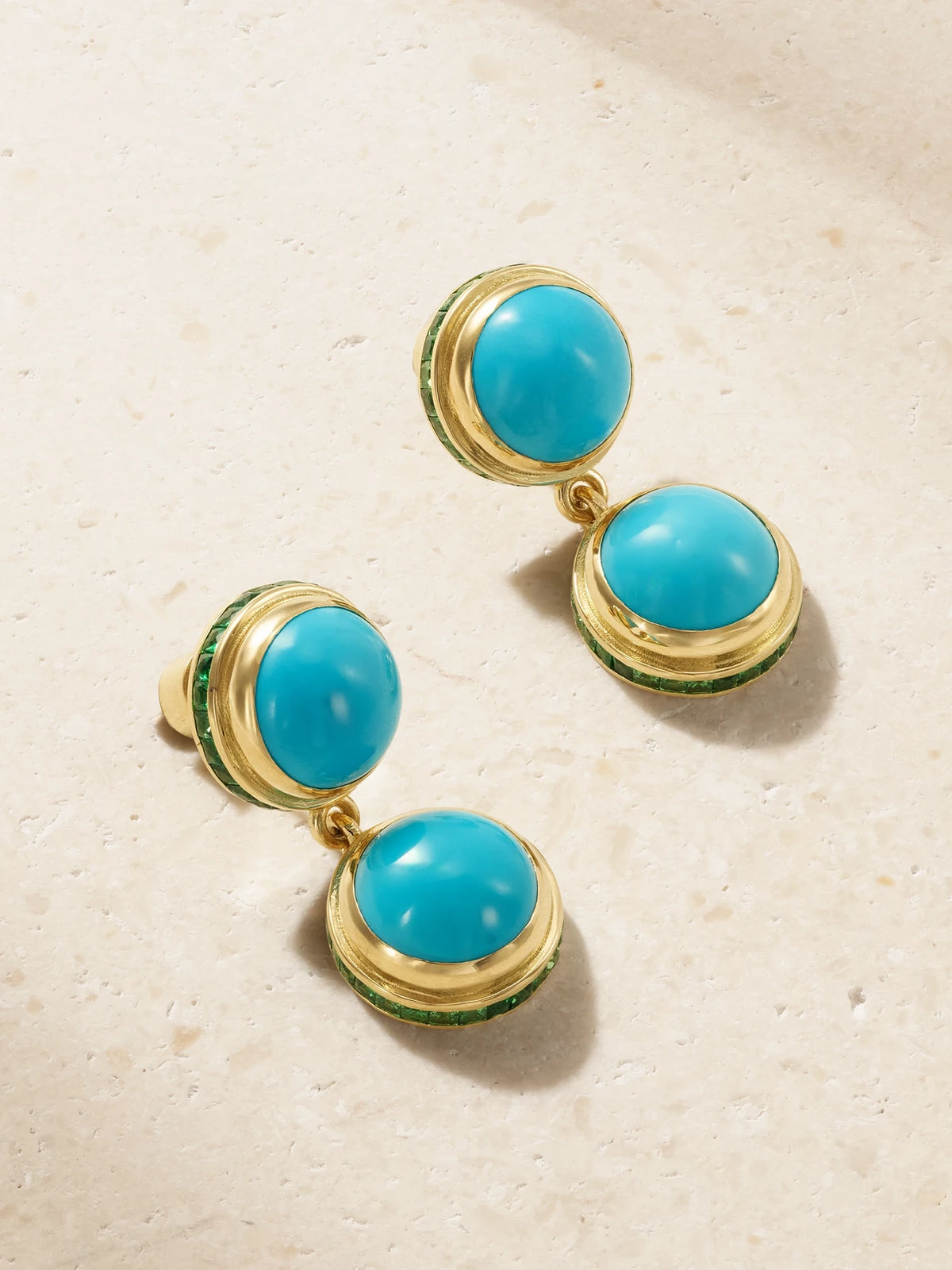 Ileana Makri 18-karat Gold, Turquoise And Tsavorite Earrings