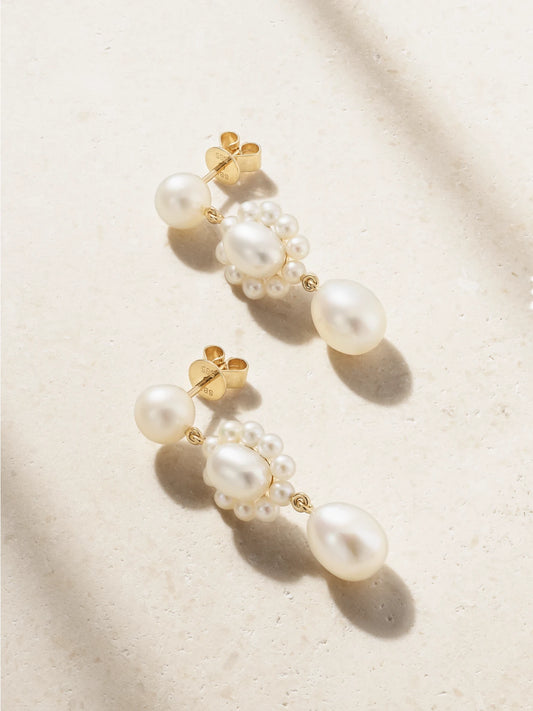 Amis Marguerite 14-karat Recycled Gold Pearl Earrings