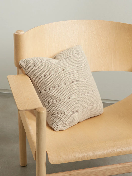 Sequin-embellished Metallic Ribbed-knit Pillow