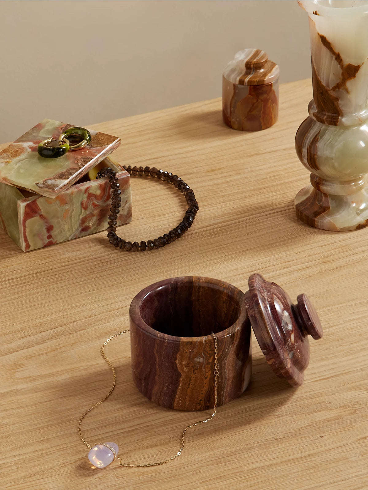 Image of Decor. Product name - Onyx Trinket Box in Brown colour by brand - Jia Jia Home