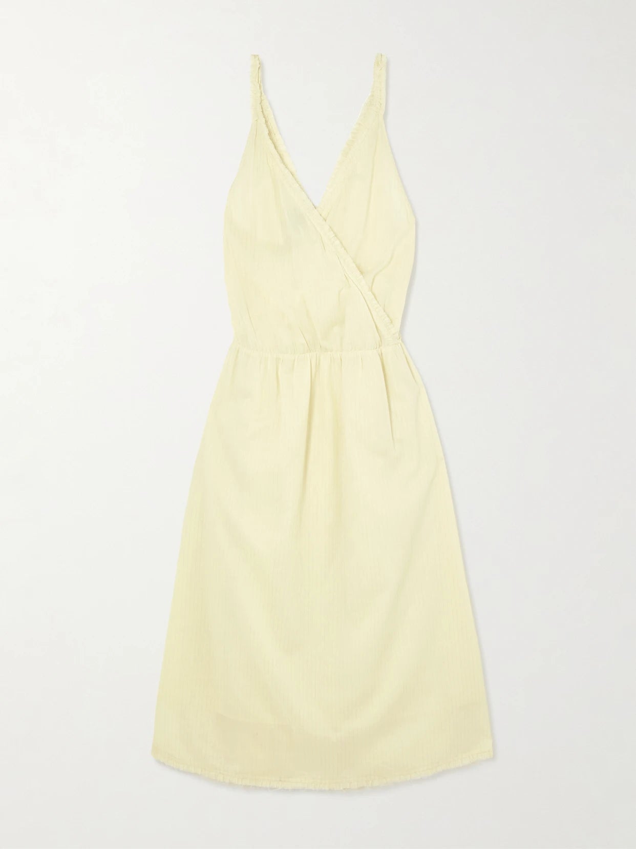 Crossed Wrap-effect Striped Organic Cotton Midi Dress
