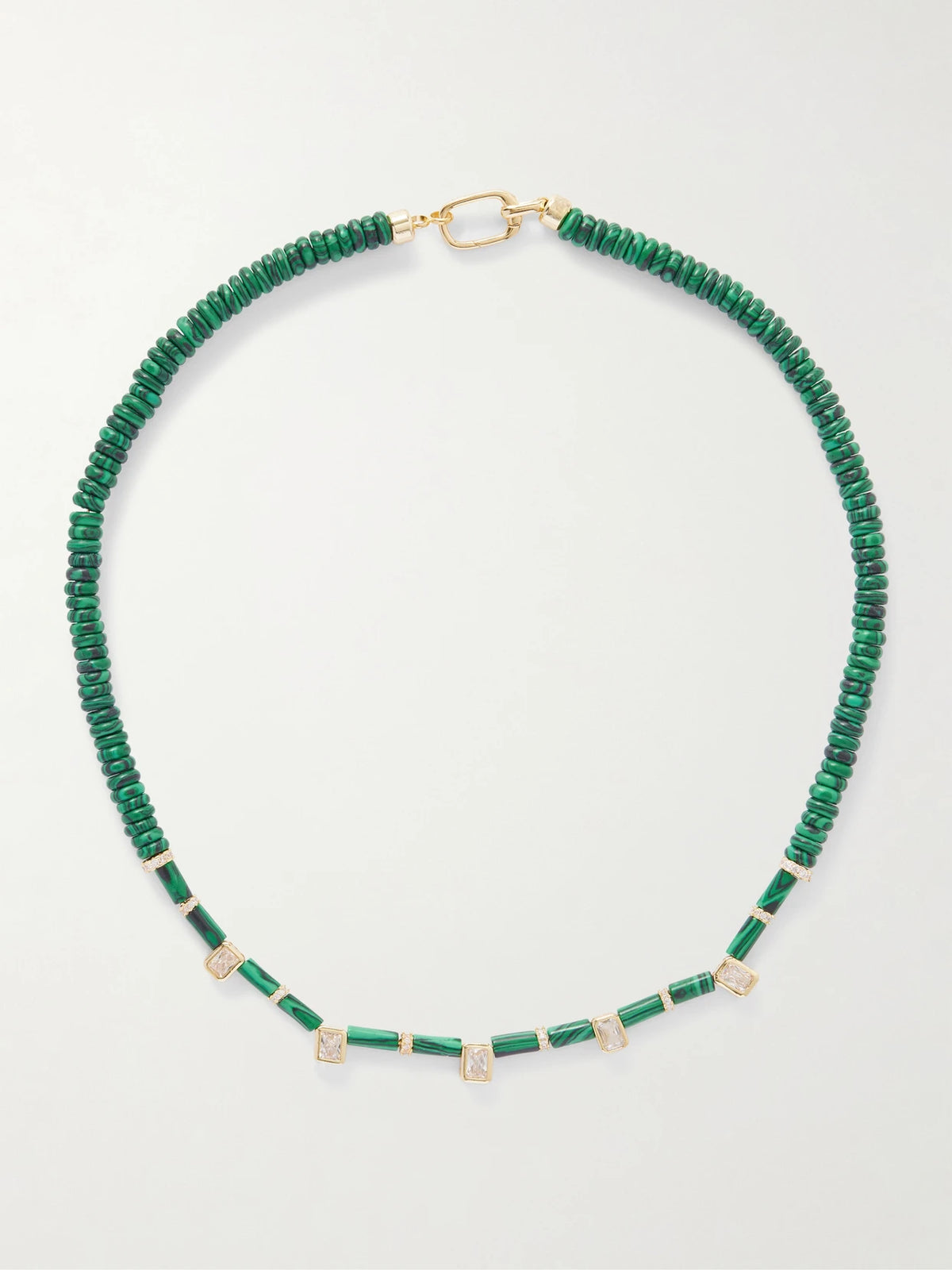Gold-plated, Malachite And Crystal Necklace