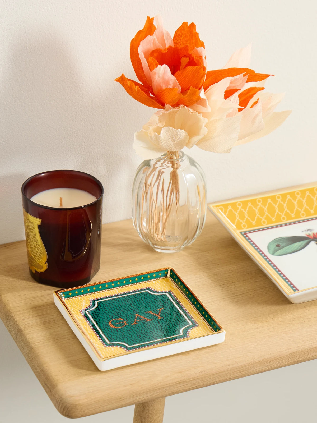 Image of Decor. Product name - Gold-plated Porcelain Trinket Tray in Green colour by brand - La DoubleJ