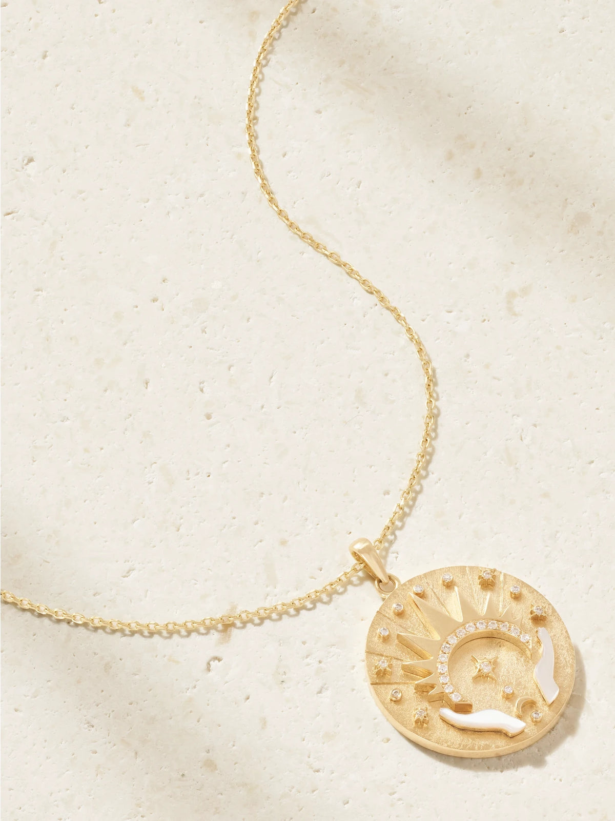 Let There Be Light 18-karat Gold, Diamond And Mother-of-pearl Necklace