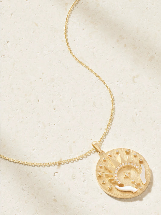 Let There Be Light 18-karat Gold, Diamond And Mother-of-pearl Necklace