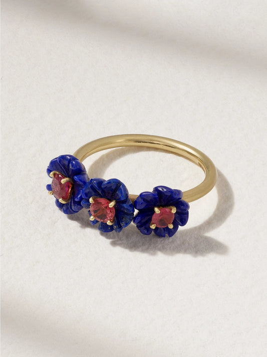 Botanical 18-karat, Lapis Lazuli And Tourmaline Ring