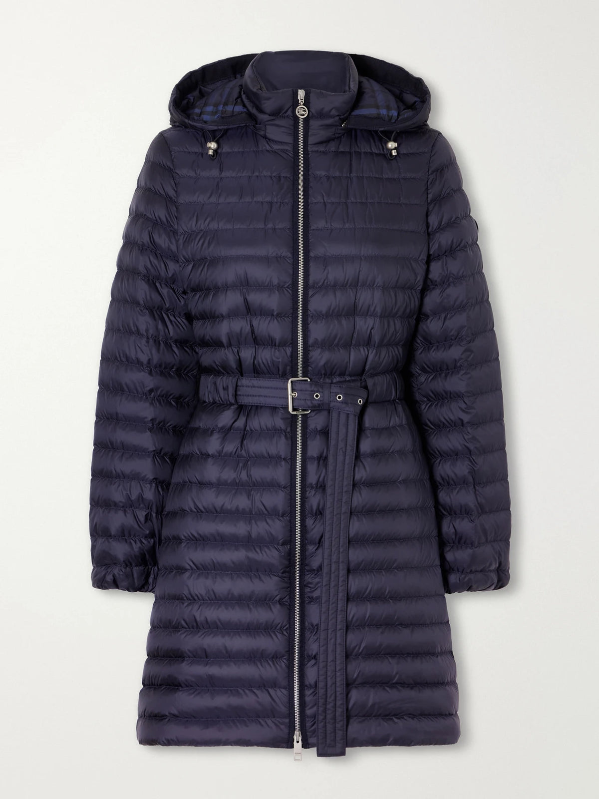 Burberry Hooded Belted Quilted Shell Coat