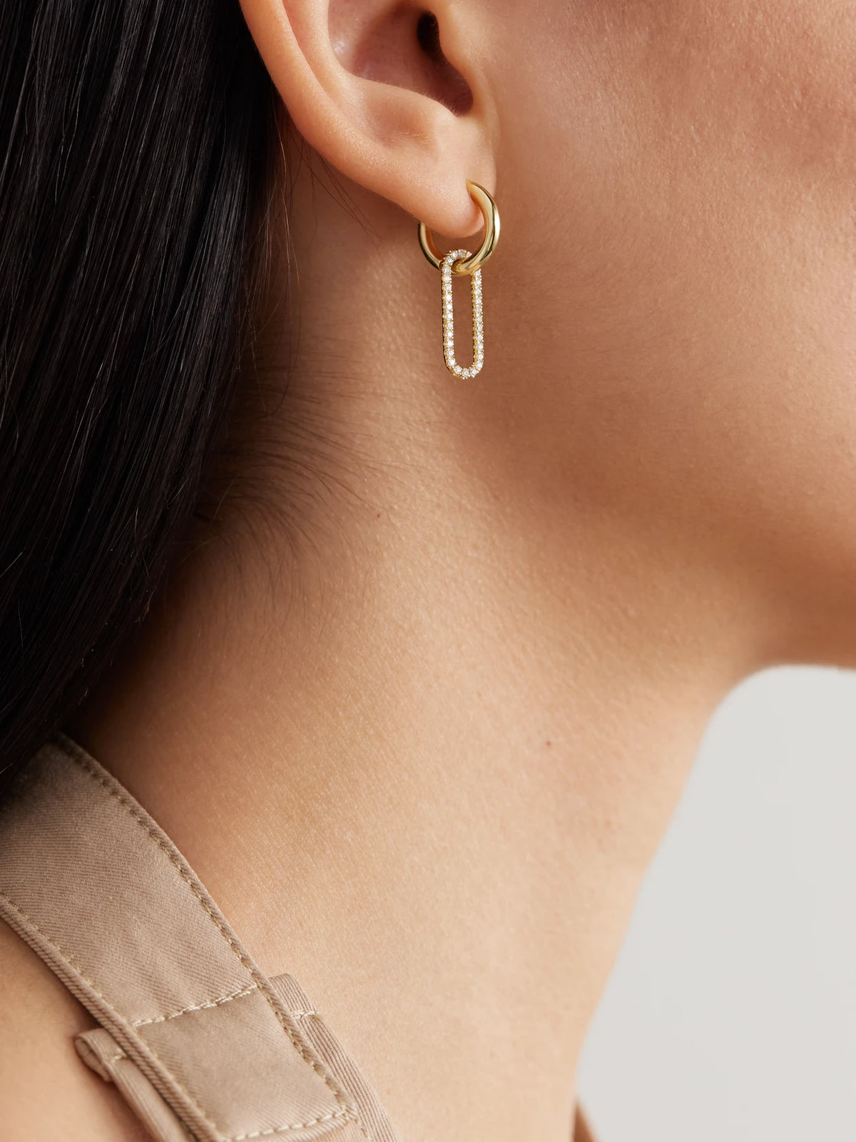 Image of Earrings. Product name - Haru 18-karat Gold Diamond Hoop Earrings in Multi colour by brand - Spinelli Kilcollin