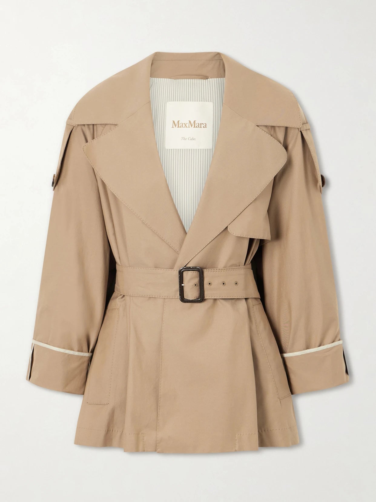 Cropped Belted Cotton-blend Trench Coat