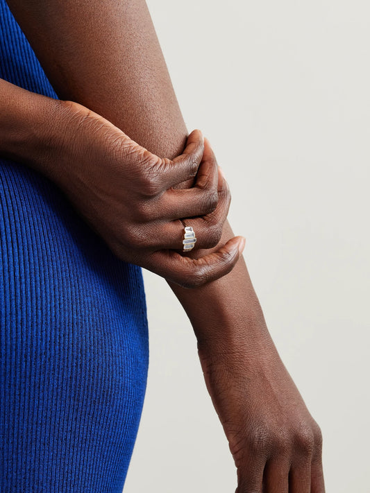 Image of Rings. Product name - Cityscape 14-karat Recycled Gold Aquamarine Ring in Multi colour by brand - Melissa Joy Manning
