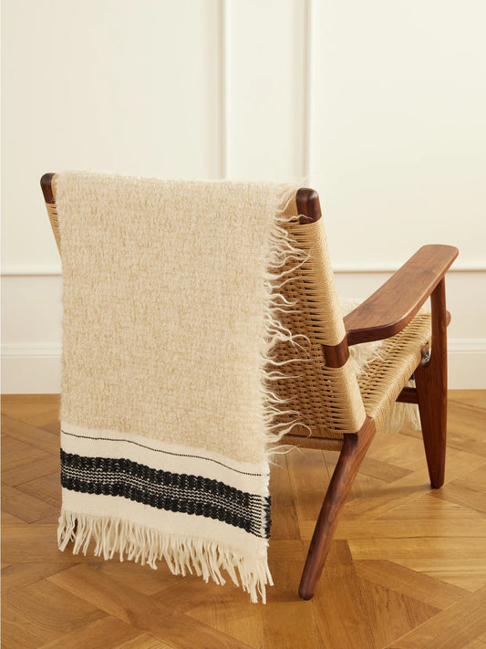 The House of Lyria Cicatrice Fringed Striped Mohair-blend Throw