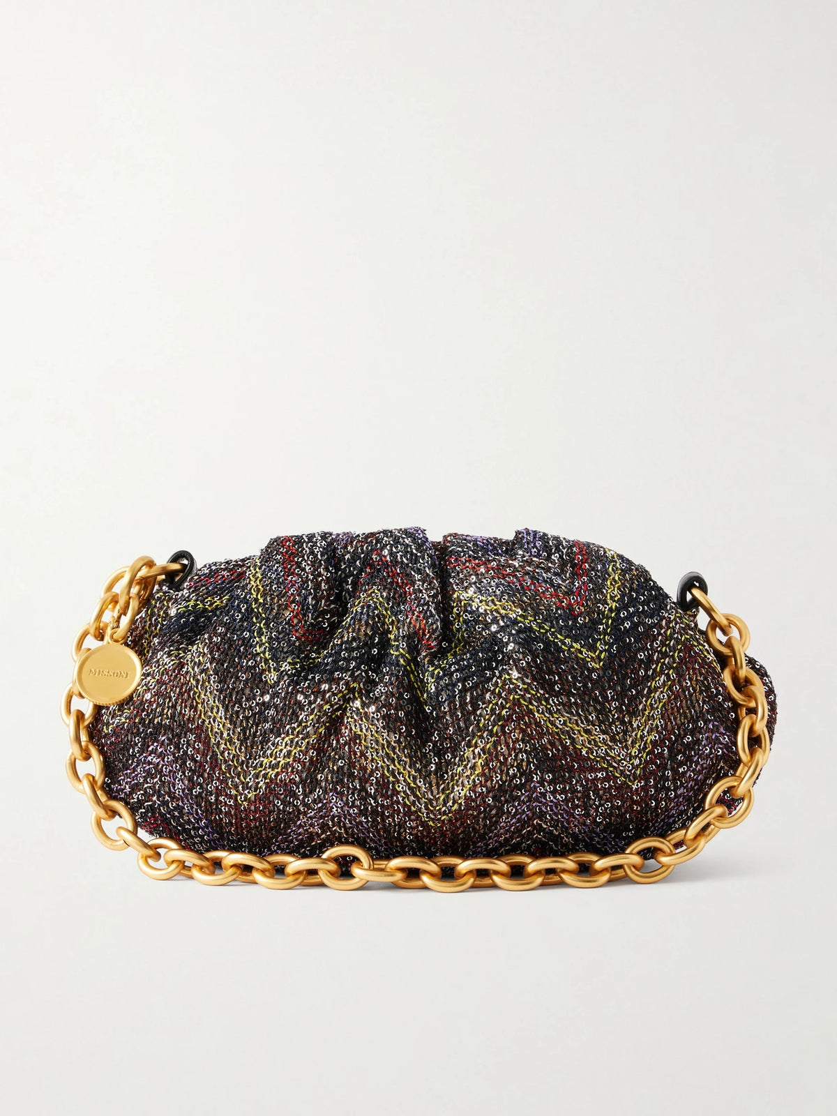 Caperdoni Small Sequined-embellished Striped Woven Pouch