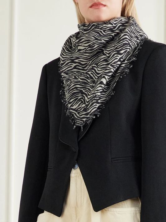 ISABEL MARANT Alecia Zebra-print Cashmere And Wool-blend Scarf