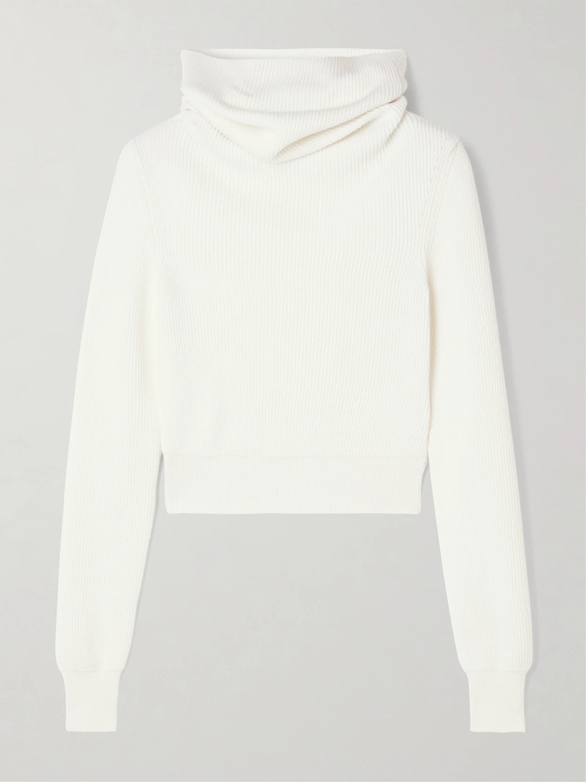 Alaïa Hooded Cropped Ribbed Wool-blend Sweater