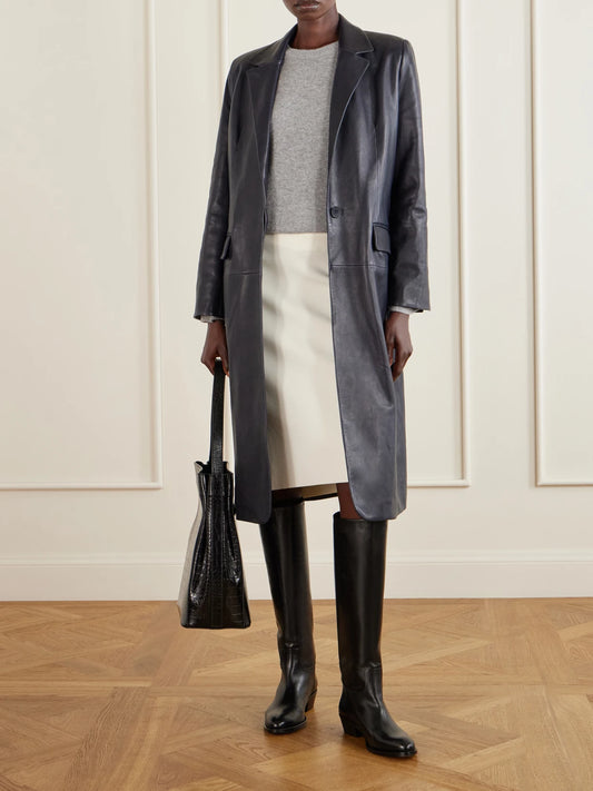 Image of Boots. Product name - Den 35 Leather Knee Boots in Black colour by brand - JUDE