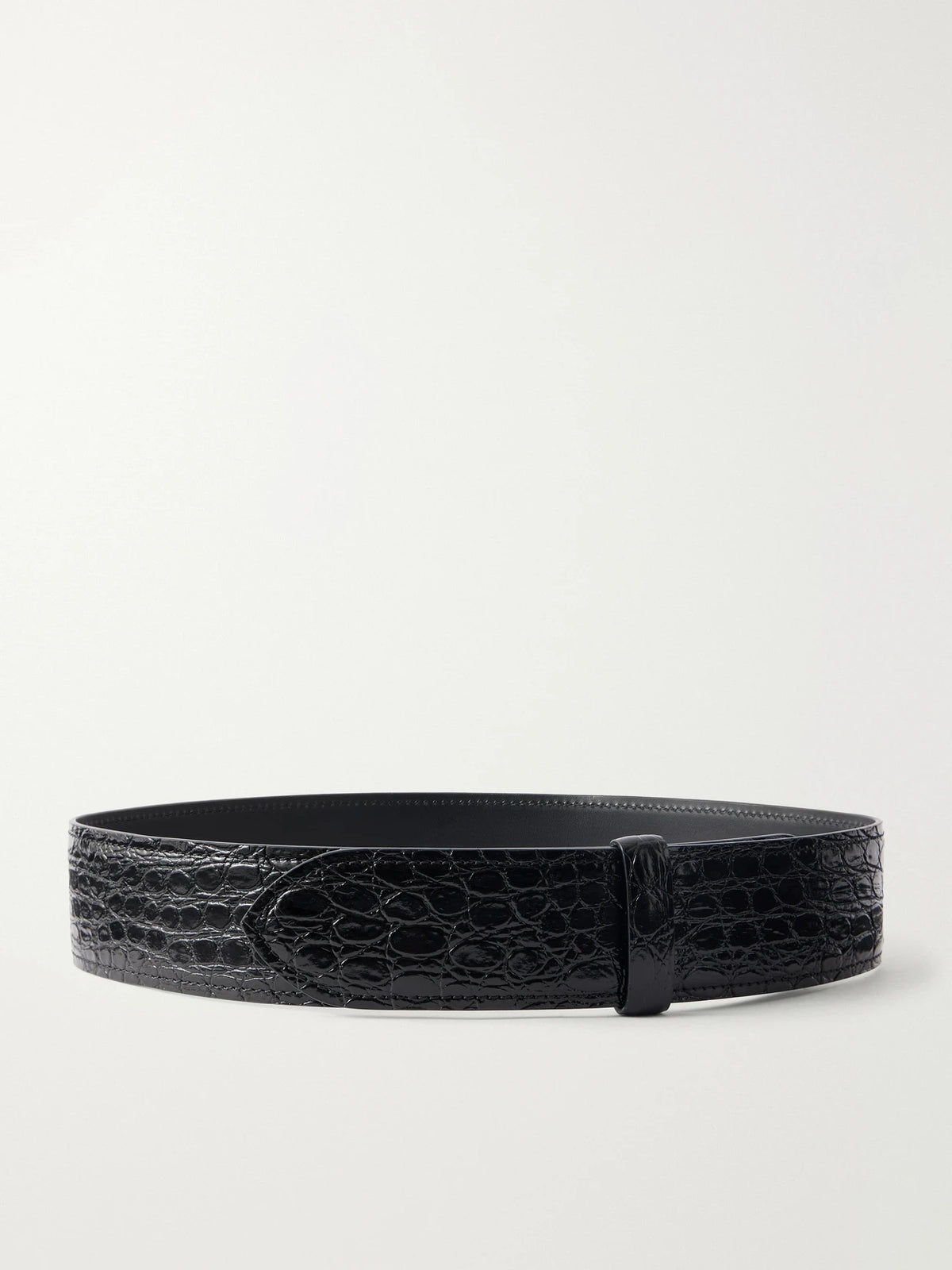 KHAITE Theo Croc-effect Leather Belt