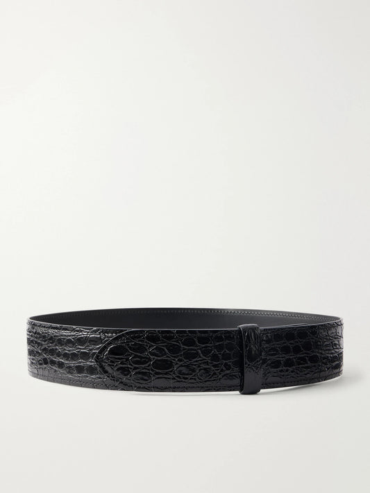KHAITE Theo Croc-effect Leather Belt