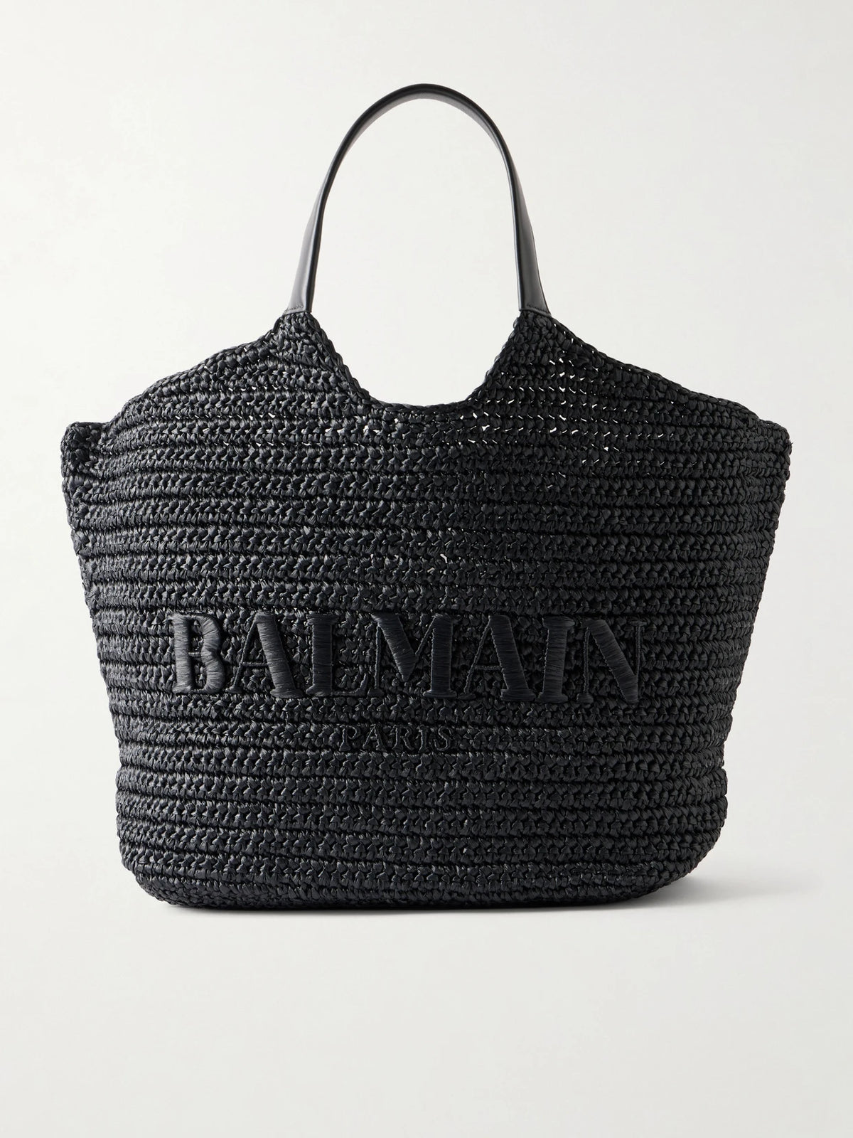 Cabas Large Logo-embroidered Leather-trimmed Raffia Shoulder Bag