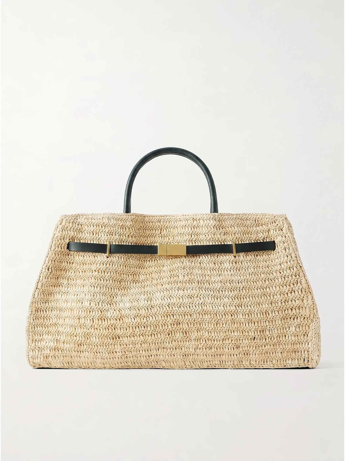 Hudson Leather-trimmed Raffia Tote