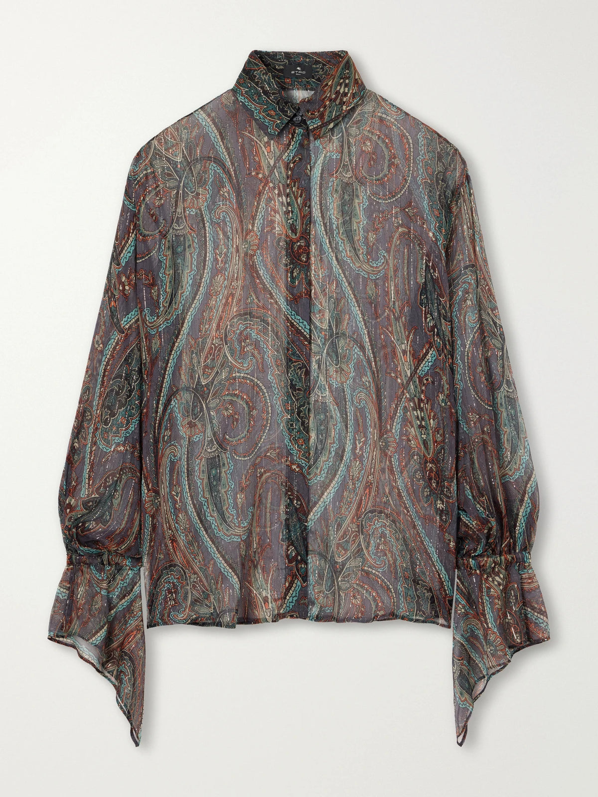 Etro Ruffled Paisley-print Silk-blend Chiffon Blouse