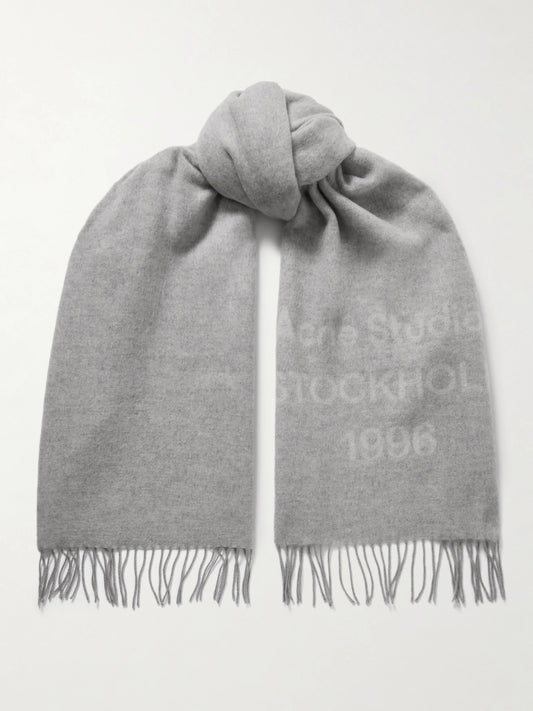Fringed Wool-jacquard Scarf