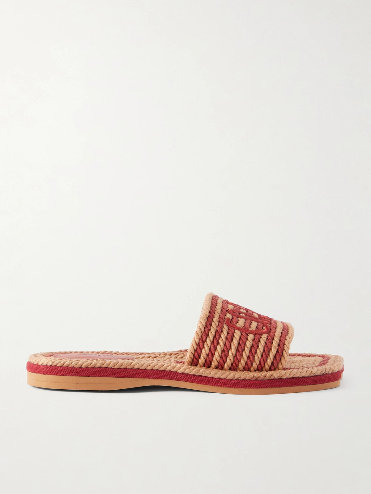 Logo-embroidered Striped Cord Slides