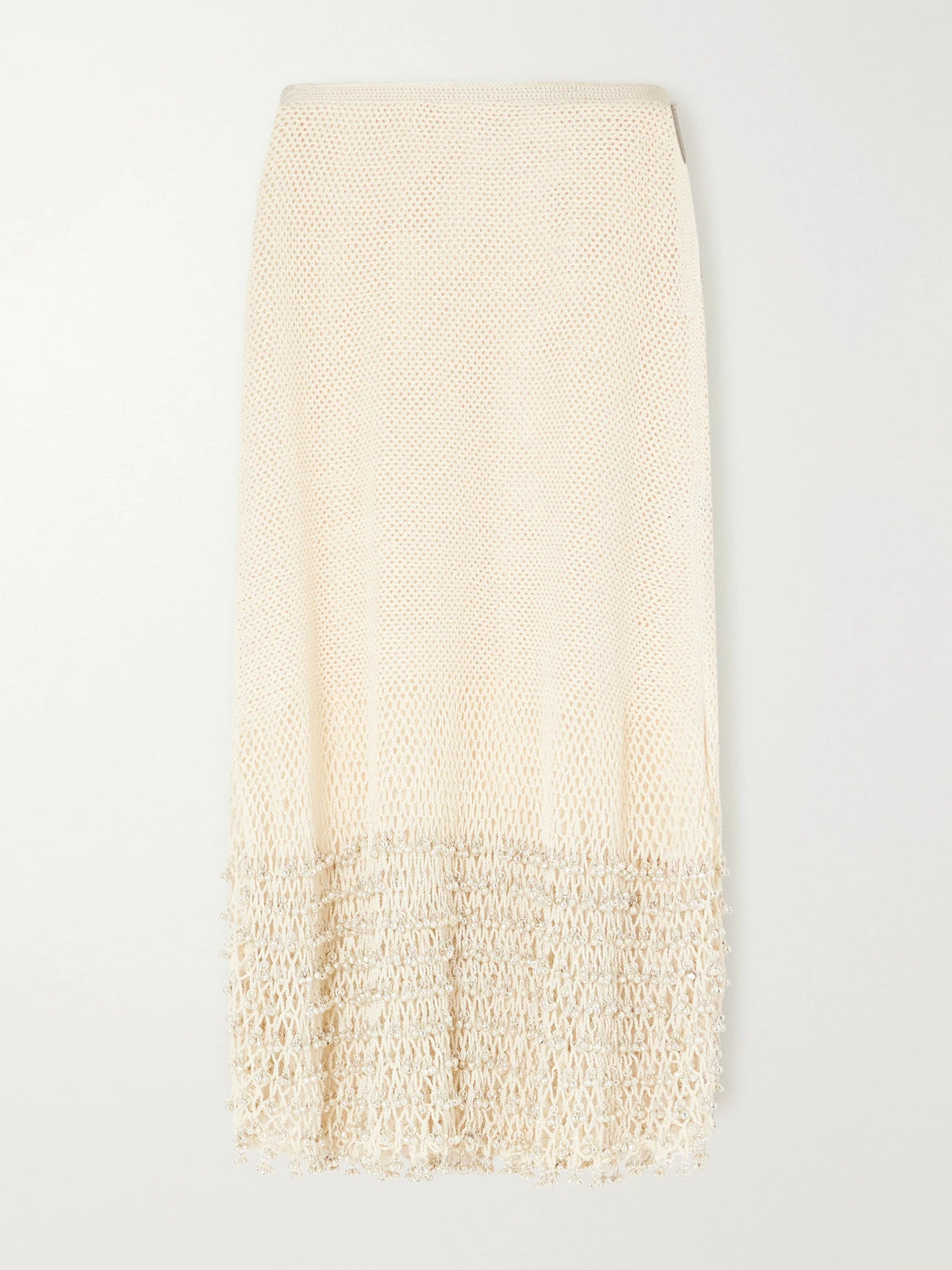 Yoshita 1967 Amandine Embellished Cotton Crochet-knit Midi Skirt