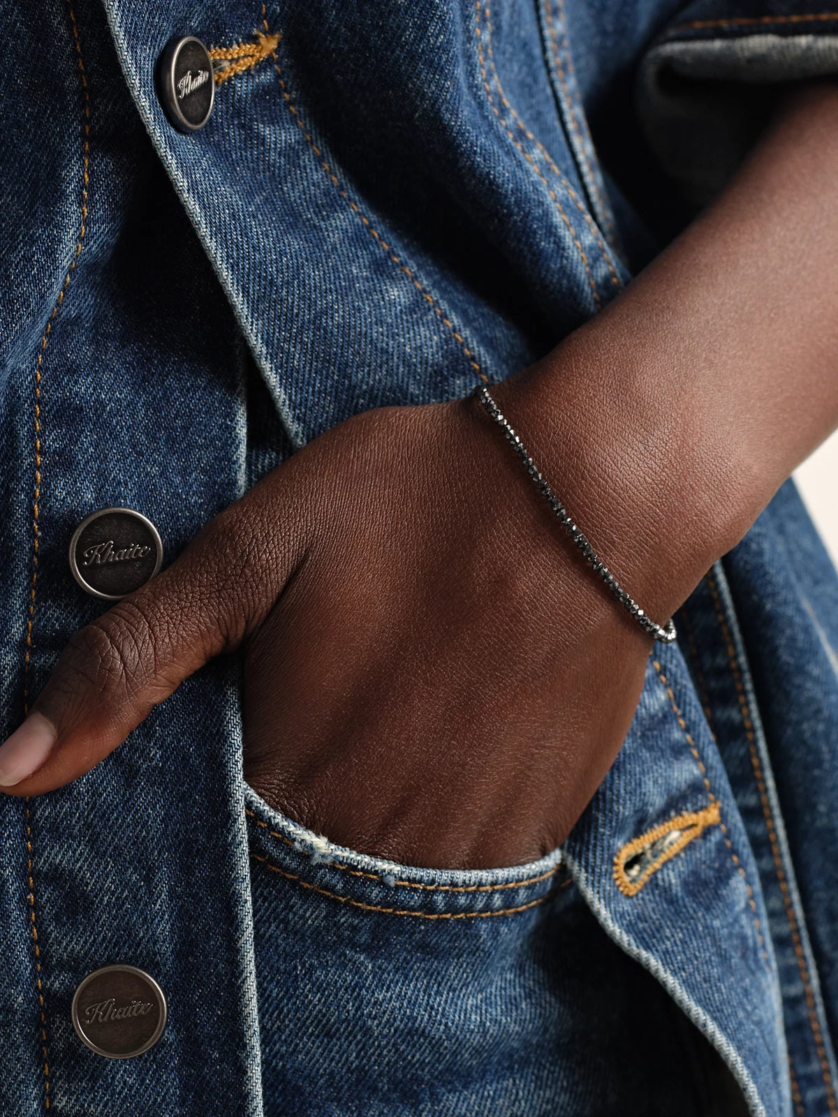 Image of Bracelets. Product name - Gold Diamond Bracelet in Black colour by brand - JIA JIA