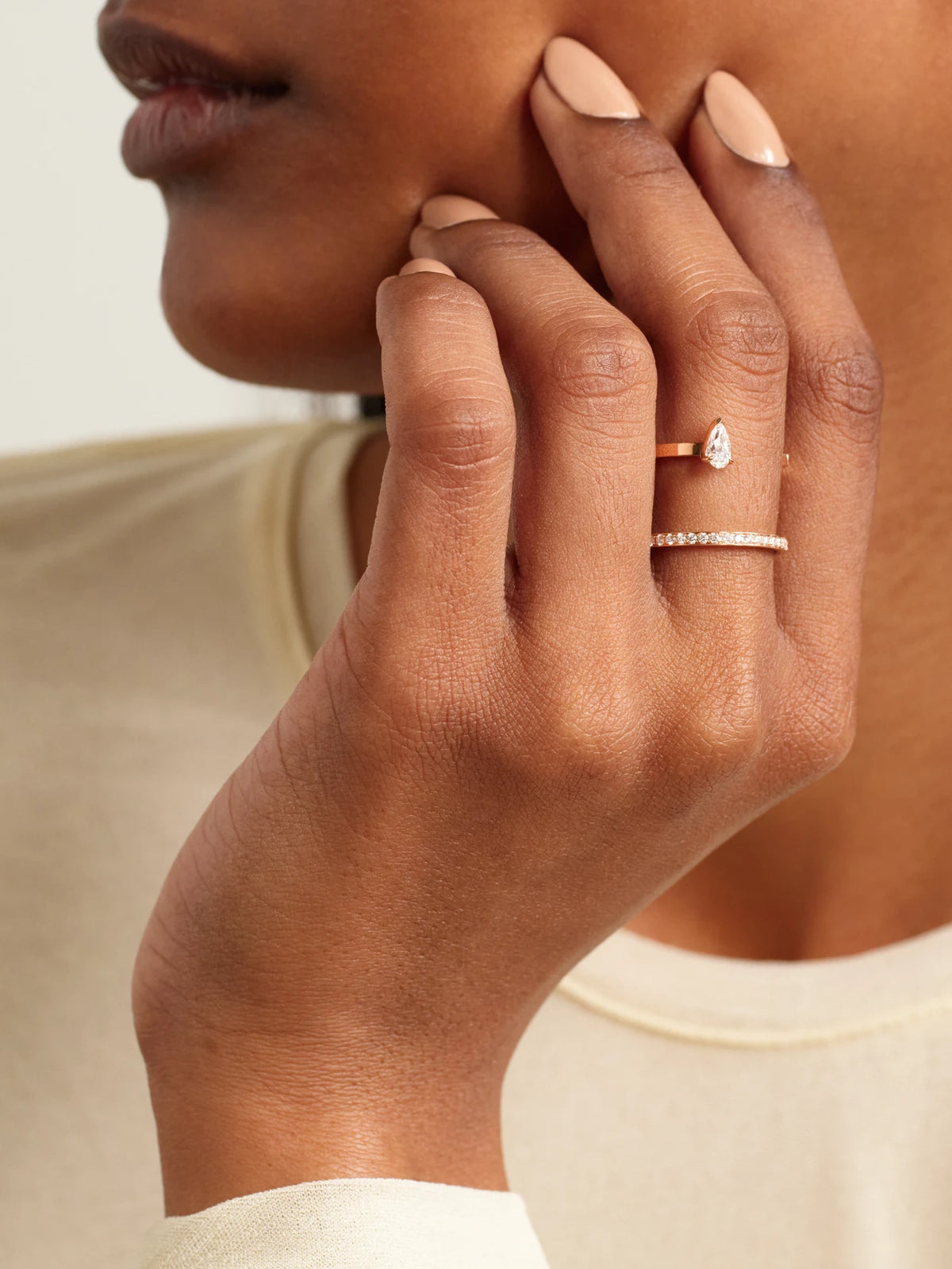 Image of Rings. Product name - Serti Sur Vide 18-karat Rose Gold Diamond Ring in Multi colour by brand - Repossi