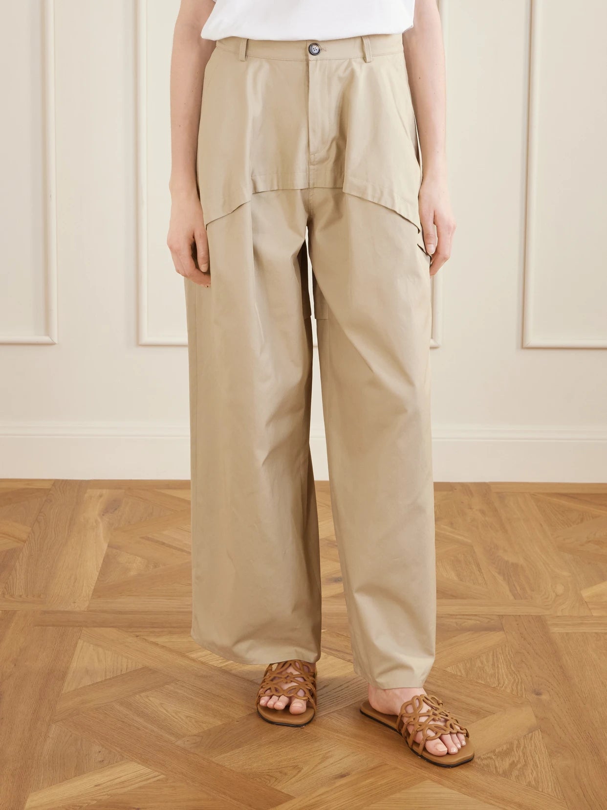 + Paula's Ibiza Paneled Cotton Gabardine Wide-leg Pants