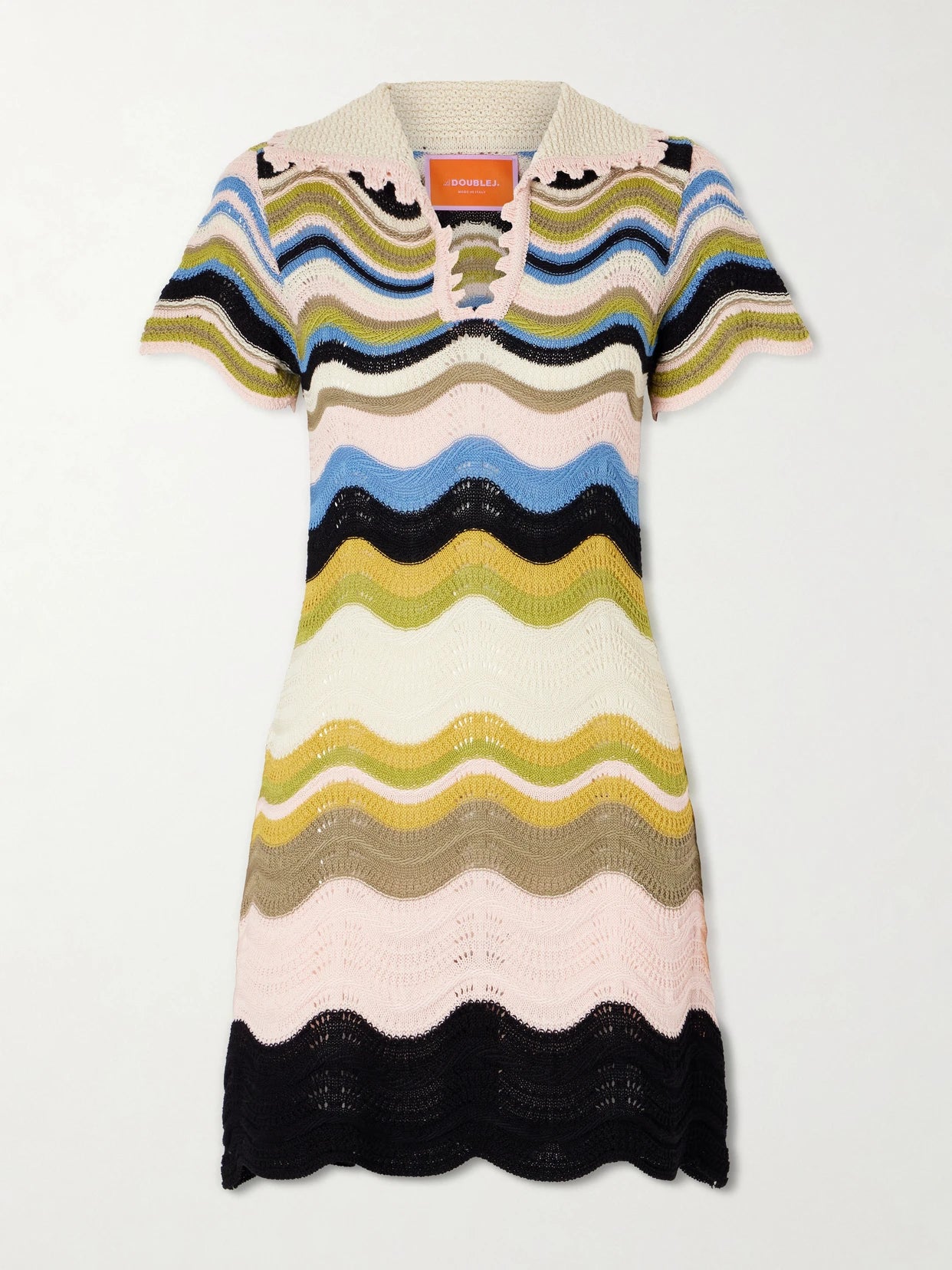 Scalloped Crocheted Cotton Mini Dress