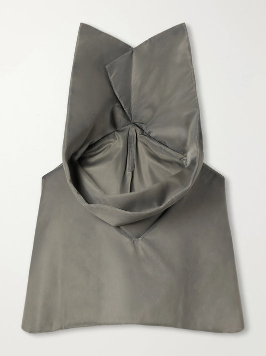 Rick Owens Cowl Distressed Padded Garment-dyed Shell Cape
