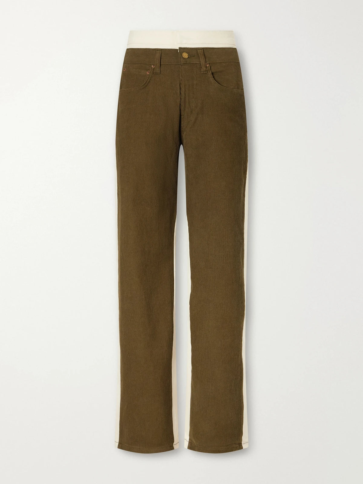 B SIDES Double Waistband Rework Cotton-corduroy High-rise Wide-leg Jeans
