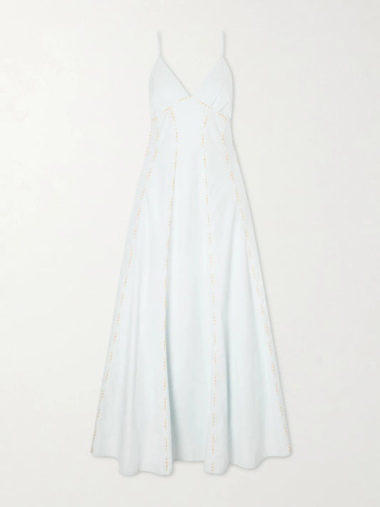 Image of Dresses. Product name - Cami Cotton Maxi Dress in Light blue colour by brand - Rosie Assoulin