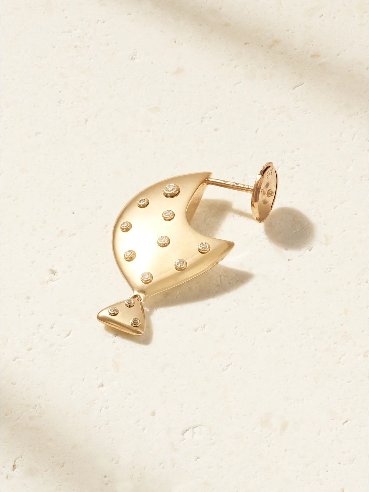 Poisson Clown 9-karat Gold Diamond Single Earring