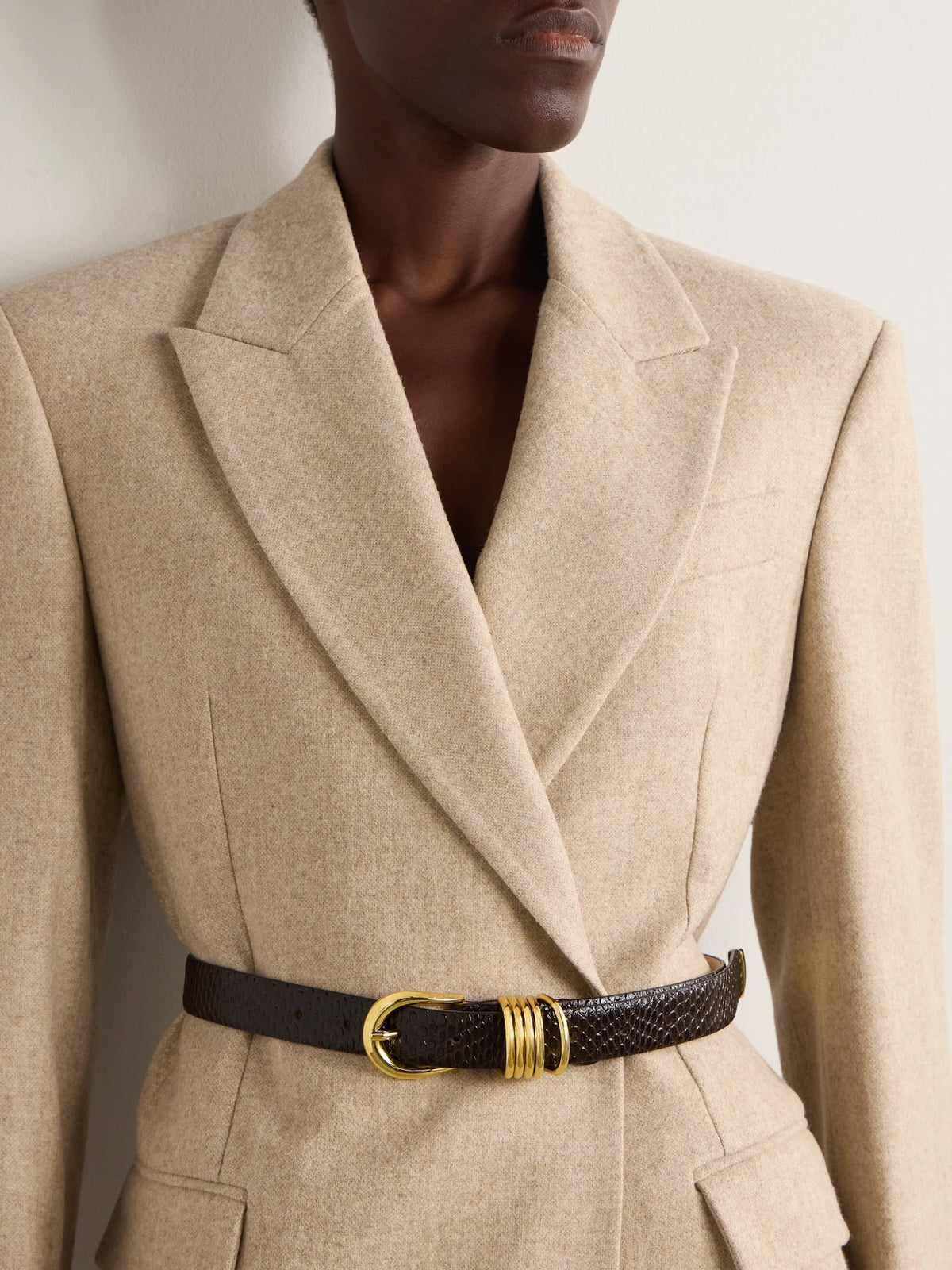 Hollyhock Viper Snake-effect Leather Belt