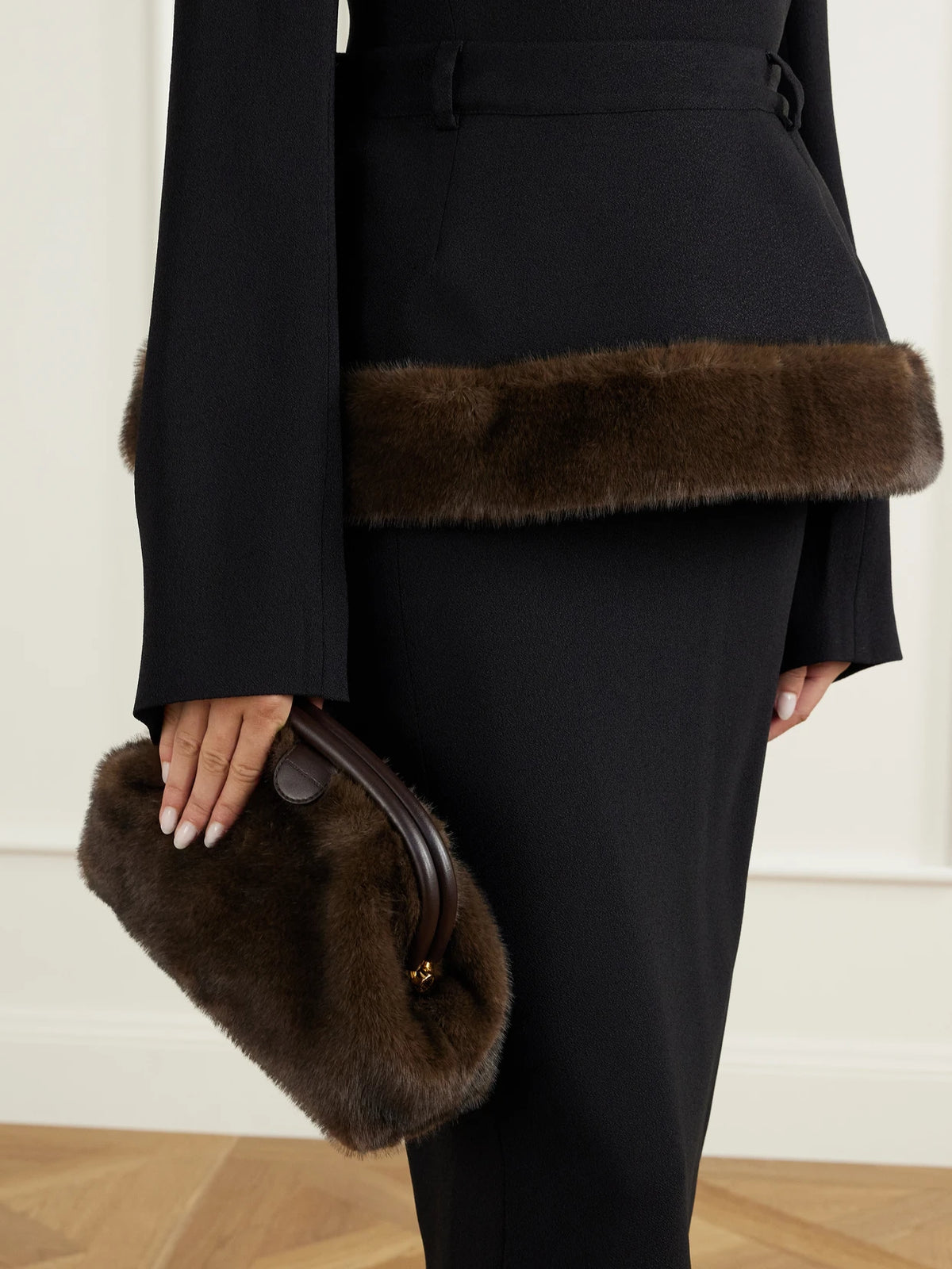 Image of Bags. Product name - Flabella Plush Clutch Bag in Brown colour by brand - Stella McCartney