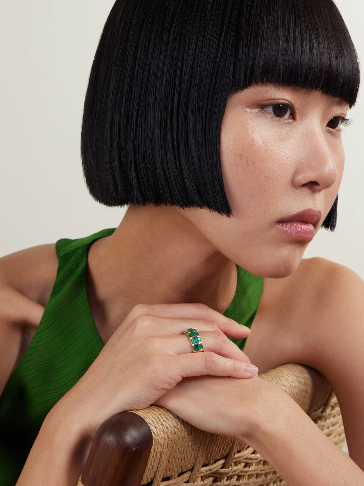 Image of Rings. Product name - 18-karat Gold Emerald Ring in Green colour by brand - SHAY