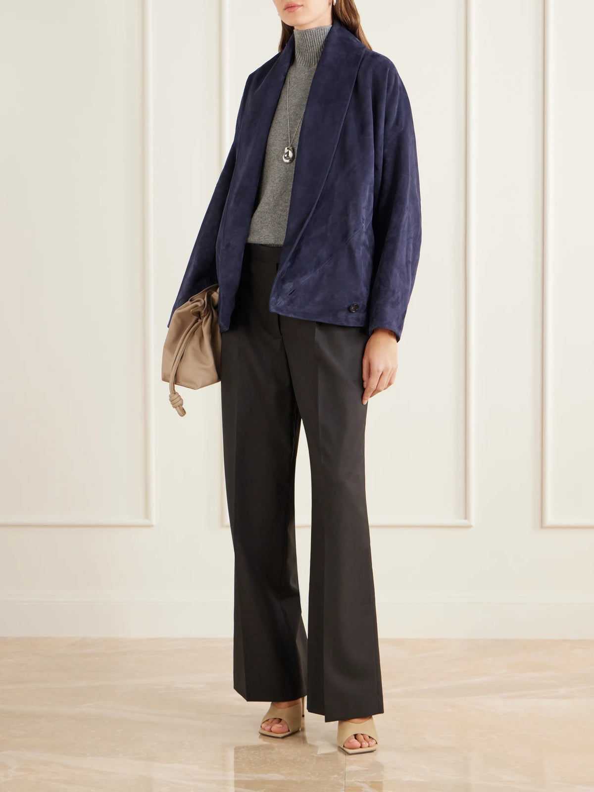 Image of Coats & Jackets. Product name - Suede Jacket in Navy colour by brand - Co