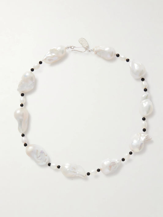 Host Silver, Pearl And Onyx Necklace