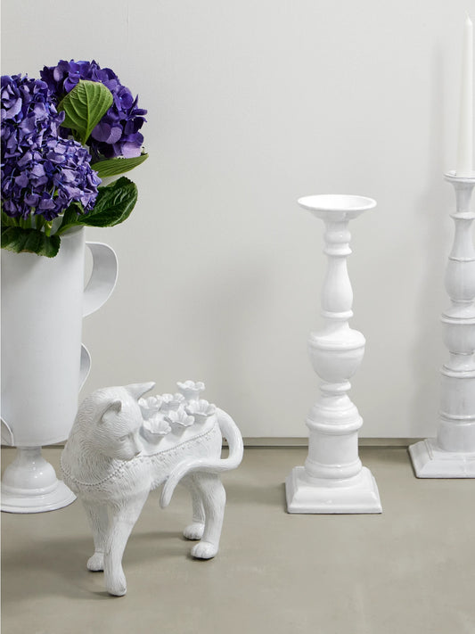 Image of Decor. Product name - Positano Ceramic Candlestick in White colour by brand - Astier De Villatte