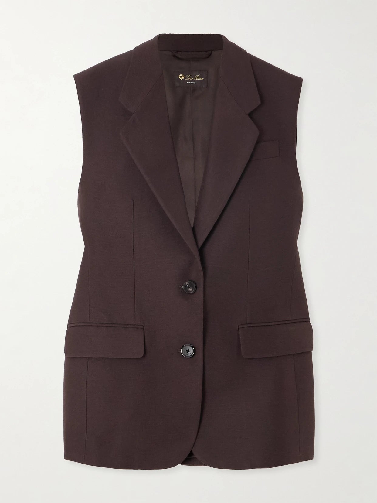 Image of Coats & Jackets. Product name - Cedric Silk Vest in Brown colour by brand - Loro Piana