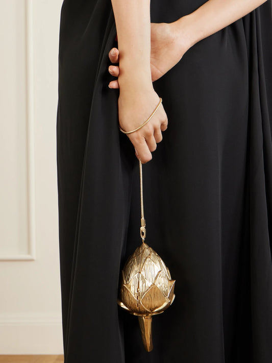 Image of Bags. Product name - Isabella Gold-tone Clutch in Multi colour by brand - SIMKHAI
