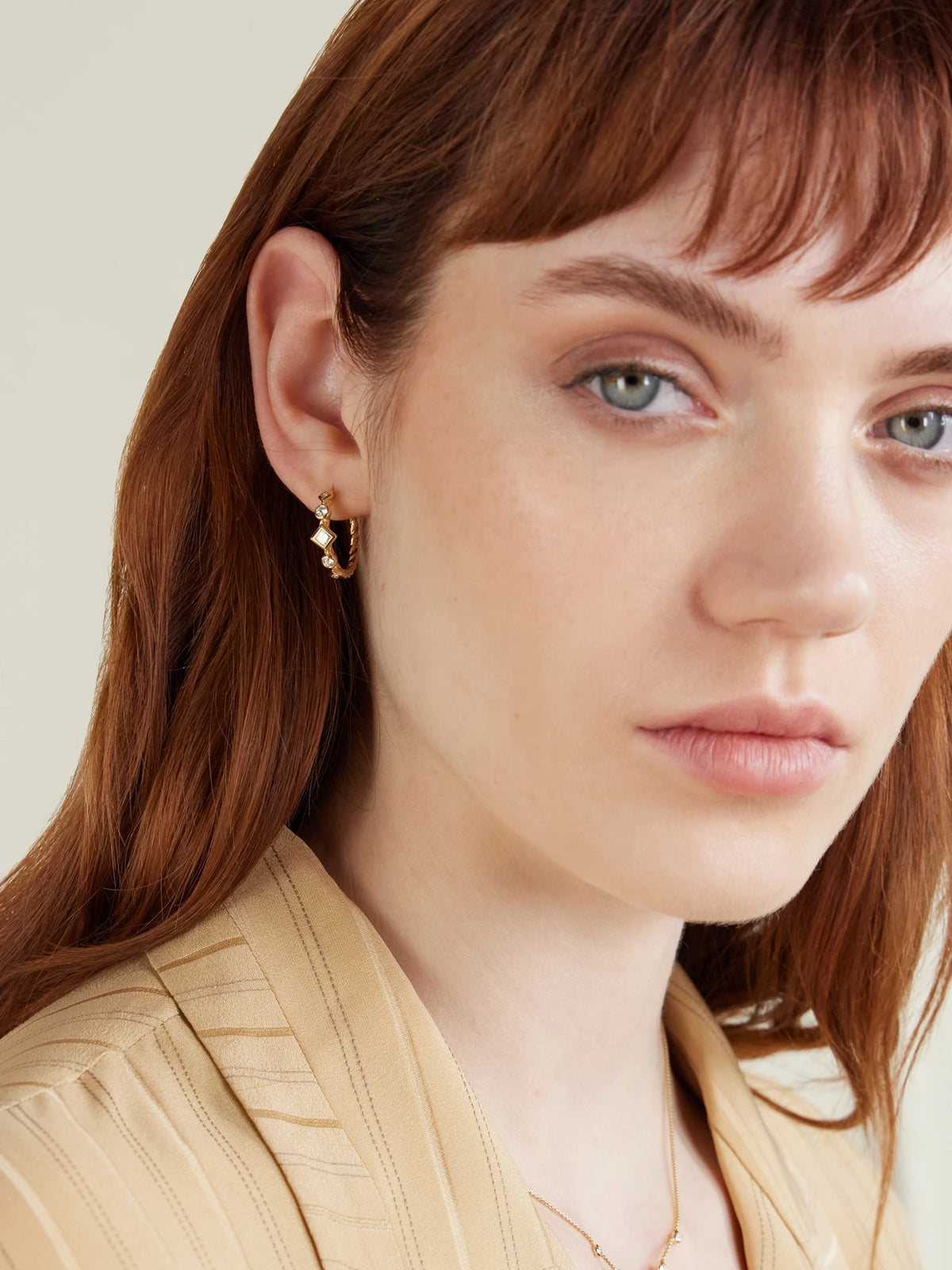 Image of Earrings. Product name - 18-karat Gold Hoop Earrings in Multi colour by brand - David Yurman