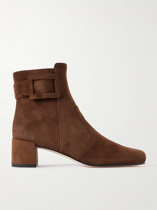 Très Vivier Polly 45 Buckled Suede Ankle Boots