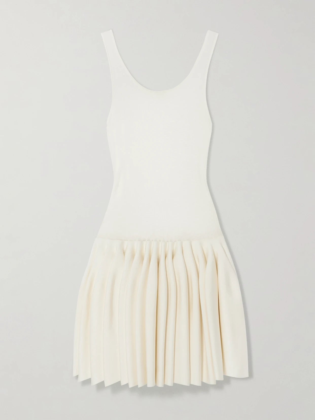 Pleated Jersey And Stretch-knit Mini Dress
