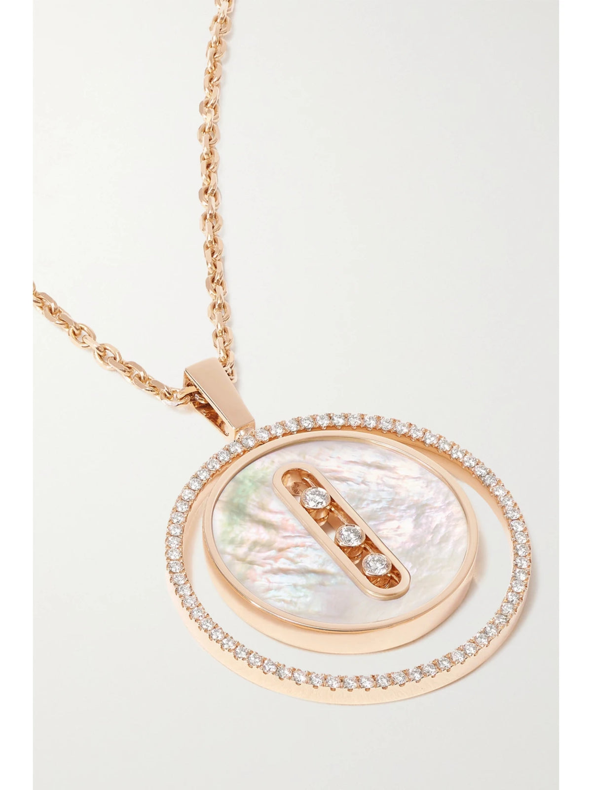 Lucky Move 18-karat Rose Gold, Mother-of-pearl And Diamond Necklace